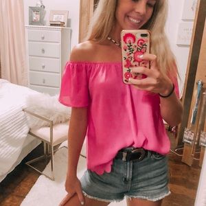 Hot pink off the shoulder top!!